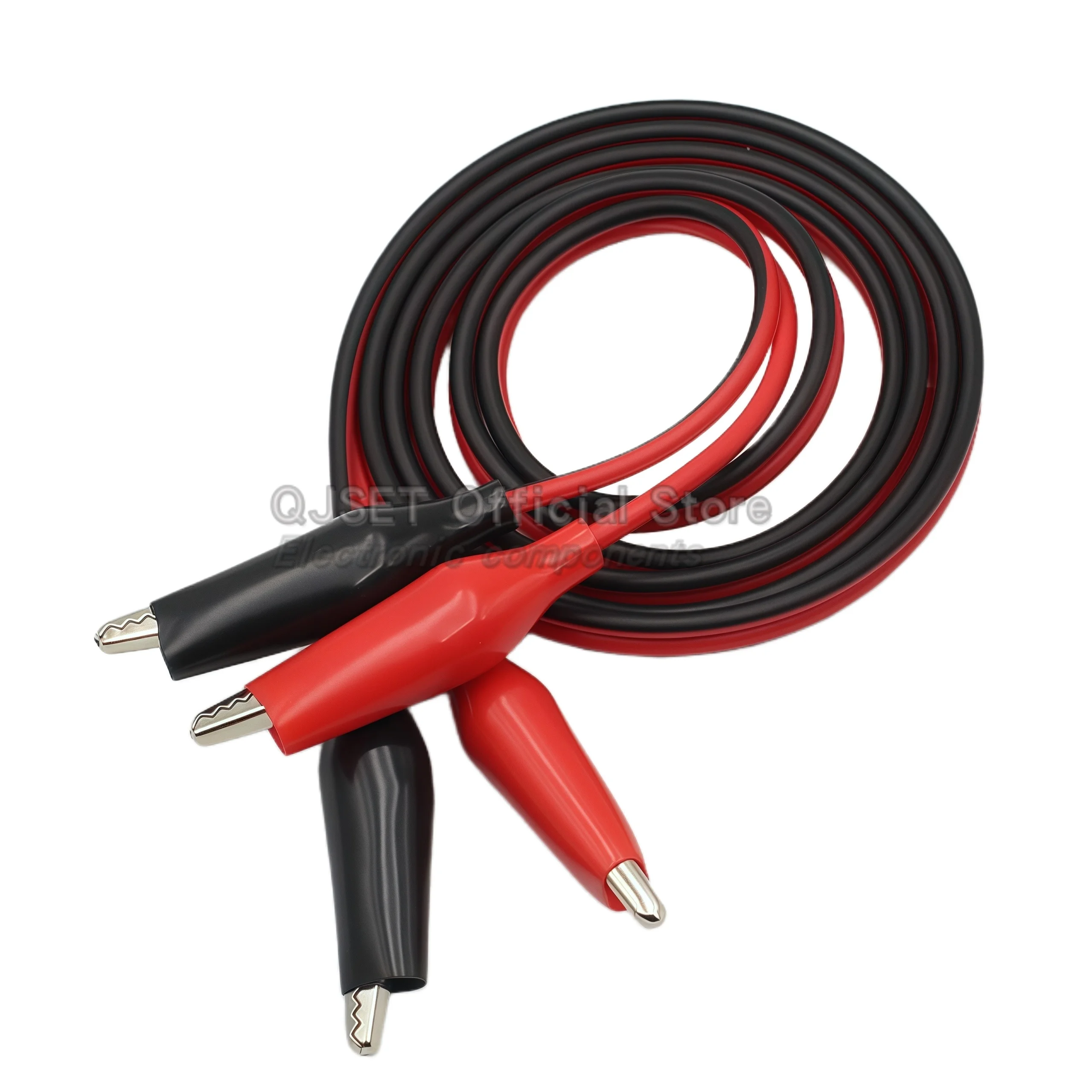 1set 1M Alligator Clip Red/Black Insulated Test Lead Dual-Ended Alligator Clip Jumper Cable Electrical Clamp Power Testing Cable