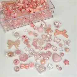 Mélange de jolies perles mélangées colorées pour filles, bijoux tissés à la main, accessoires de téléphone portable, jolies perles bleues et roses, bricolage