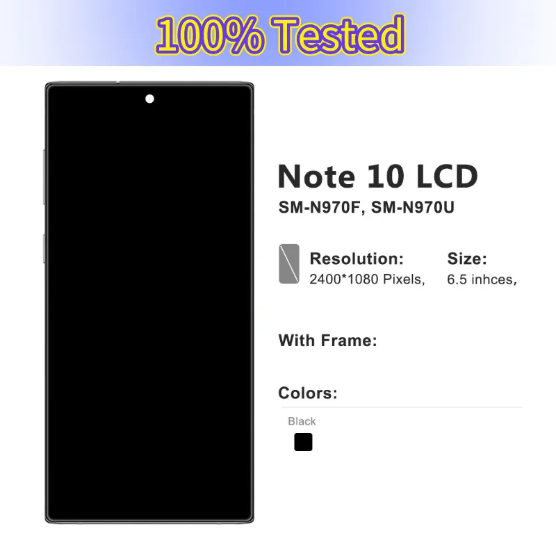 Display Note 10 With Frame Replacement Parts, For Samsung Note 10 N970F Note10 N970 N9700 LCD Touch Screen Digitizer Assembly