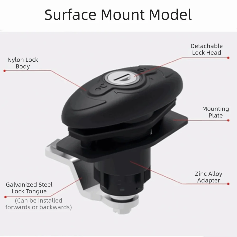 T-Handle Lock RV Cabinet Door Lock Ellipse Model With 2 Keys Motorhome Door Lock Black Color Compression Seal