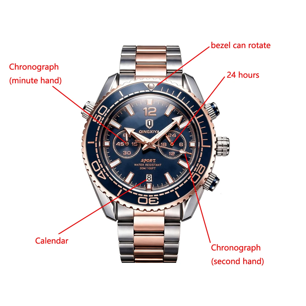 QINGXIYA Modische, kreative Herren-Quarzuhr, wasserdicht, leuchtend, Sport-Chronograph, Herrenuhr mit Datumsanzeige, Business-Uhren für Herren, Reloj – Detail 11