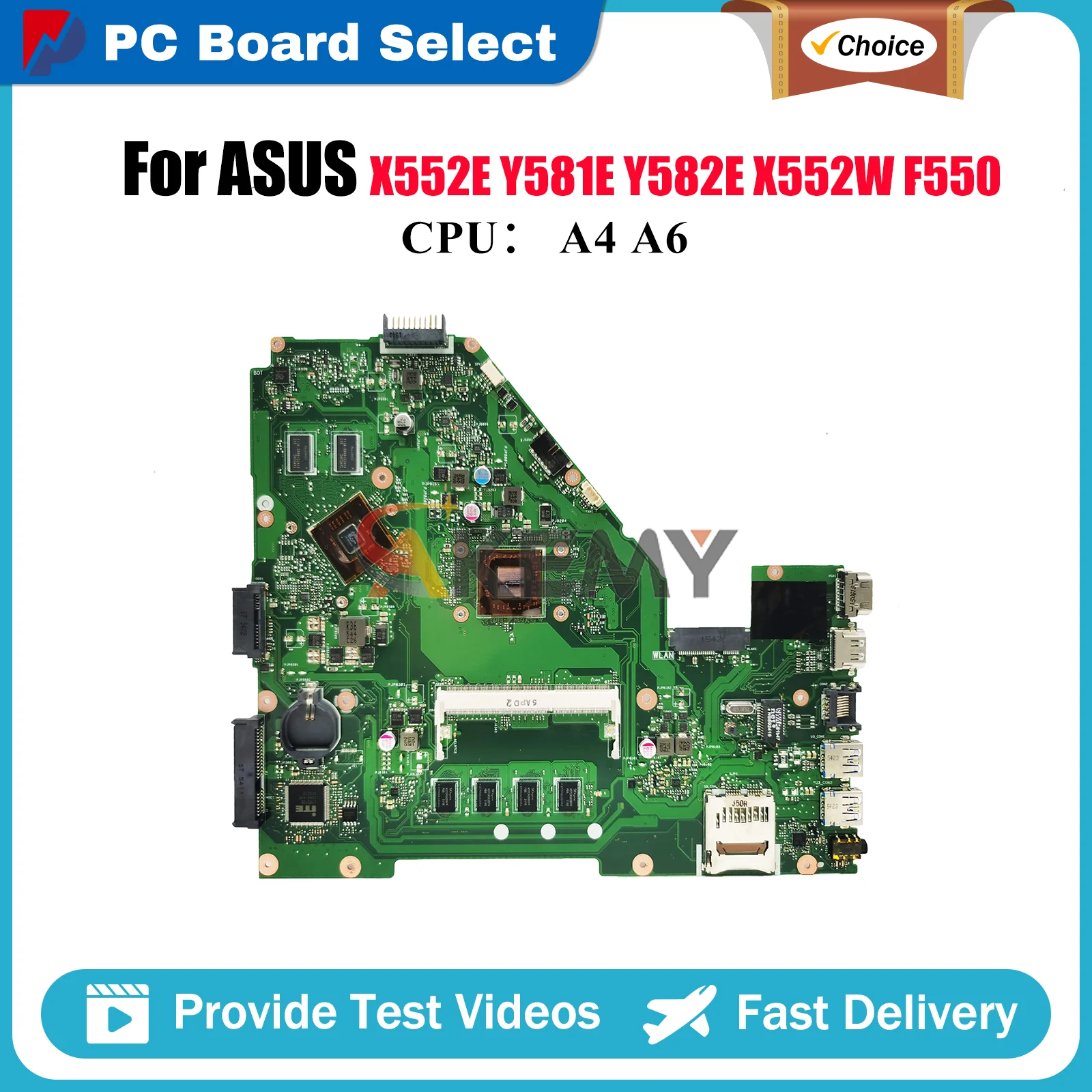 

X550WE Laptop Motherboard For ASUS VivoBook Y581E F550WE Y582E X552EP X552W X550W X550WE Notebook Mainboard With A4 A6 CPU stk