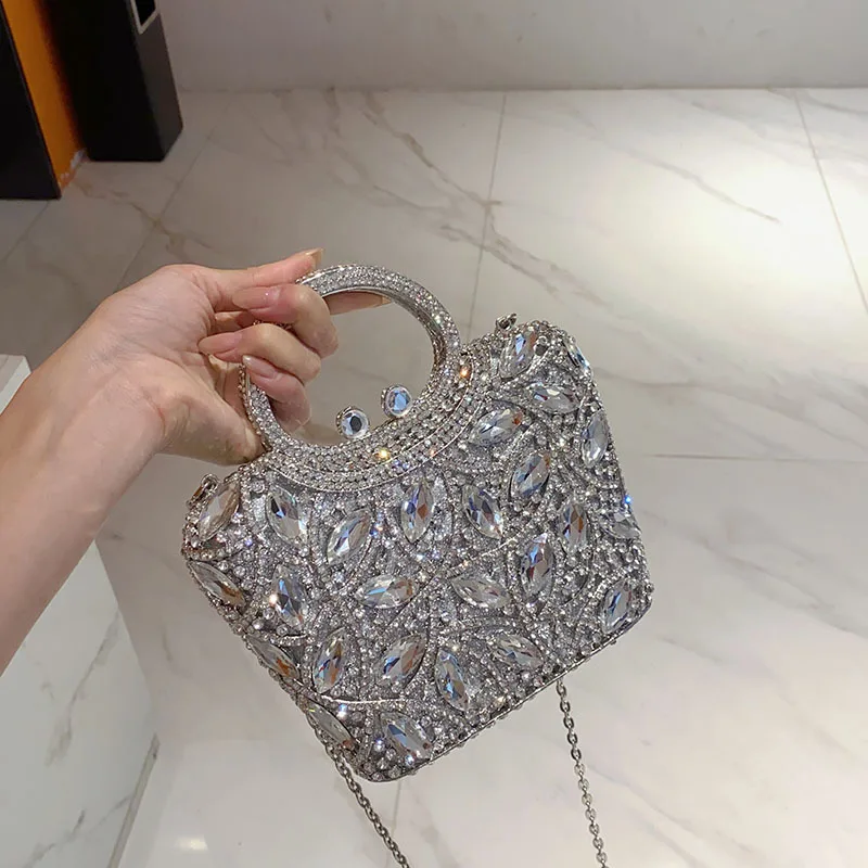 

Exquisite shiny diamond-encrusted crystal evening bag metal light luxury high-end dinner bag