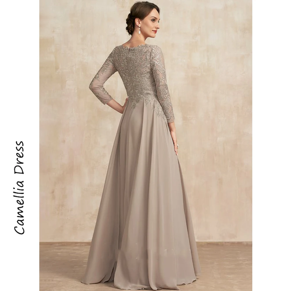 Simple V-Neck Mother Of The Bride Dress A Line Formal Dresses Chiffon Lace With Sequins Vestidos Mae Da Noiva Casamentos