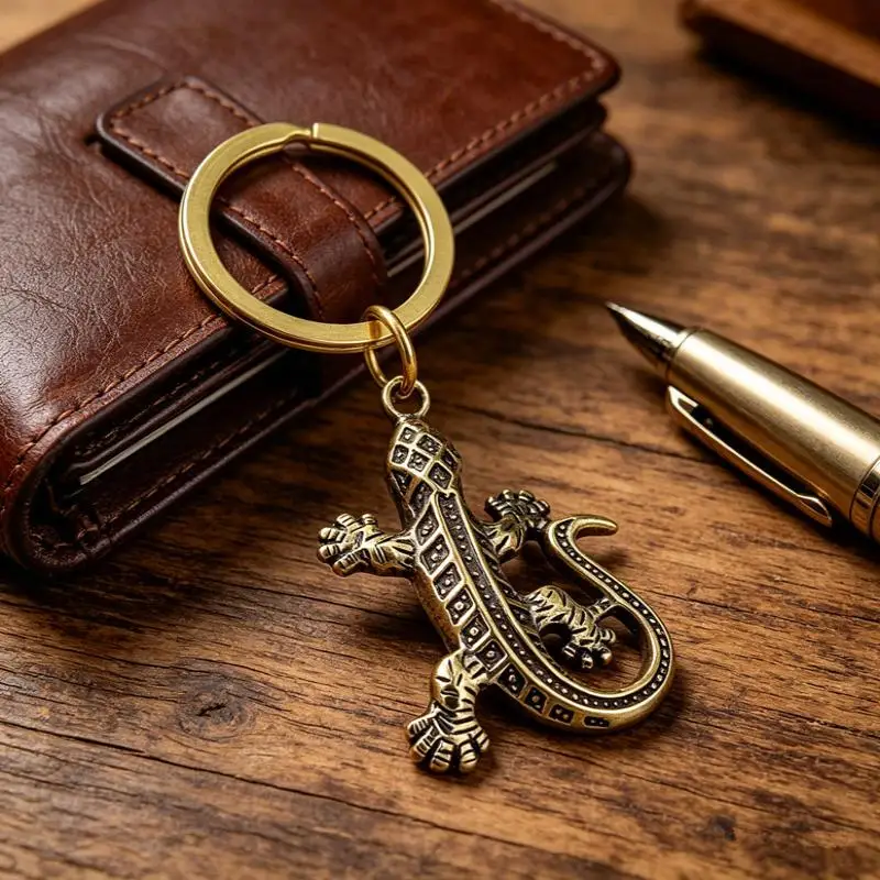 Vintage-Messing-Mini-Gekko-Figuren, Schlüsselanhänger, Anhänger, Autoschlüsselring, Taschen-DIY-Lanyard, Hängeornamente, Schmuckzubehör, Tieranhänger – Detail 6