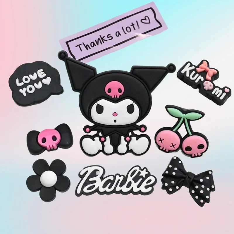 

Miniso New Sanrio Kuromi Accessories Shoes Charm Buckle Set Cartoon DIY Sandals Decoration Slippers Decoration Fashion Gift