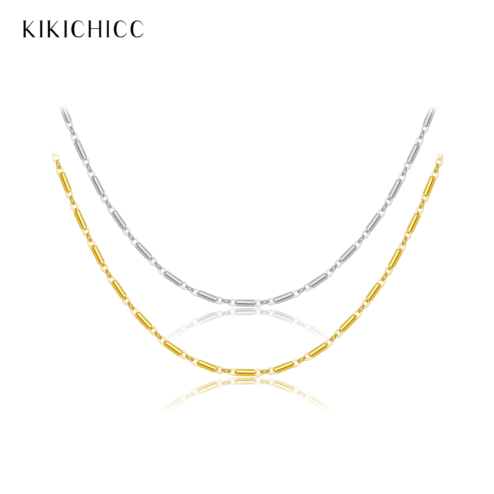 KIKICHICC 925 Sterling Silver 3*1mm Long Bamboo Chain Thin Choker Necklace Women 2024 Simple Fine Dainty Rock Punk Jewelry Gift