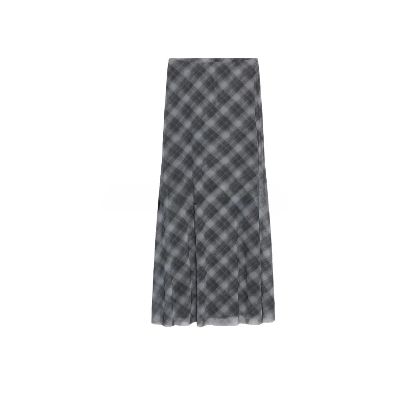 

High Waist Asymmetric Collar Long Sve T-irt And Cheered Silk Net Skirt Women's Faion Set Casual Sle Autumn Wear