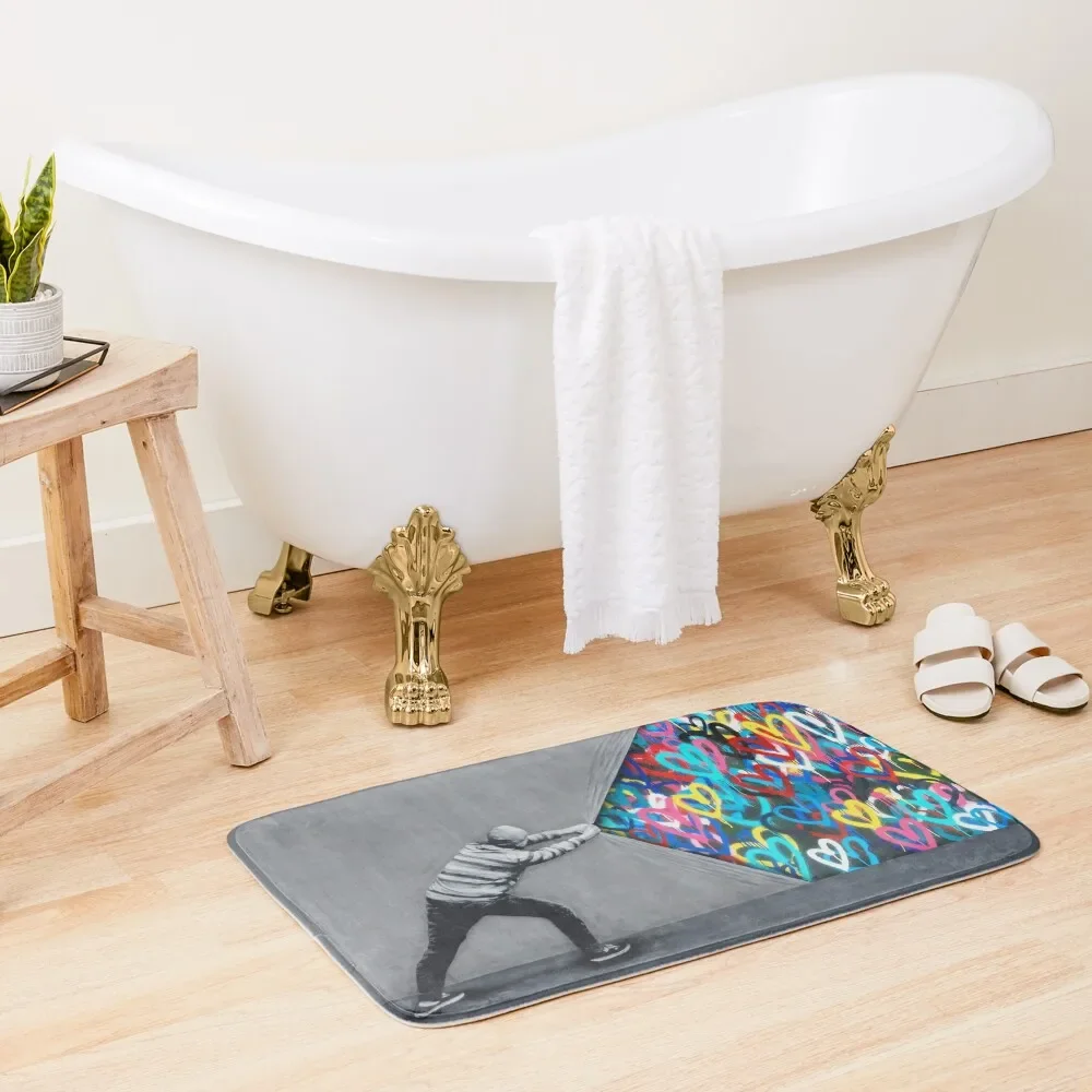 

Behind The Curtain Graffiti Hearts Spray Paint Art Bath Mat Carpets For Bathrooms Bathroom Utensils Bathroom Rugs Mat