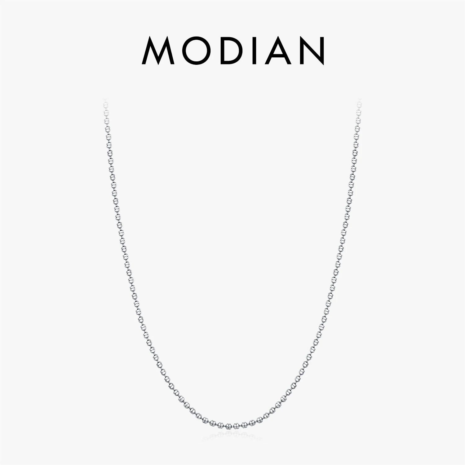 MODIAN 925 Sterling Silver Classic Basic Simple Round beads String Stackable Necklace For Women Daily Fine Jewelry Accessories