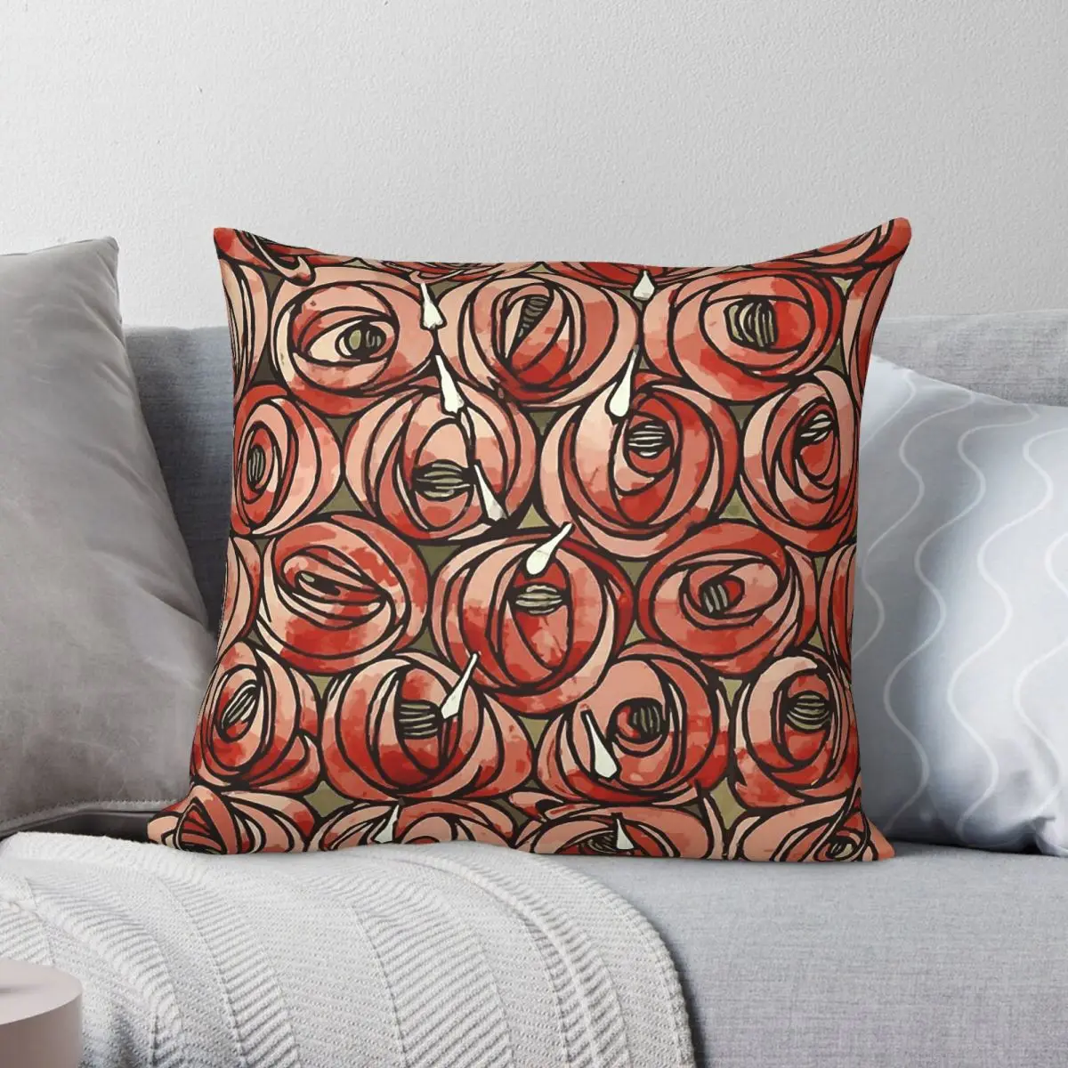 Charles Rennie Mackintosh Roses Teardrops Square Pillowcase Polyester Linen Velvet Printed Pillow Room Cushion Cover 45x45