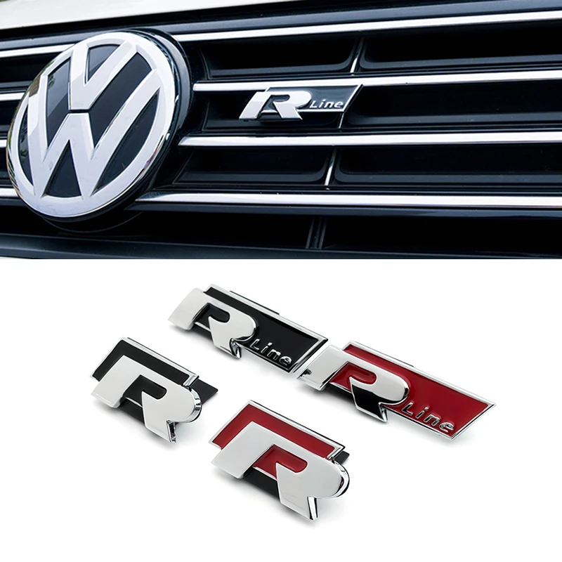 3D Metal Badge Body Sticker Front Grill Trunk Auto Emblem For Volkswagen VW R-line R GTI Polo Golf 5 6 7 MK8 Touareg Passat b6