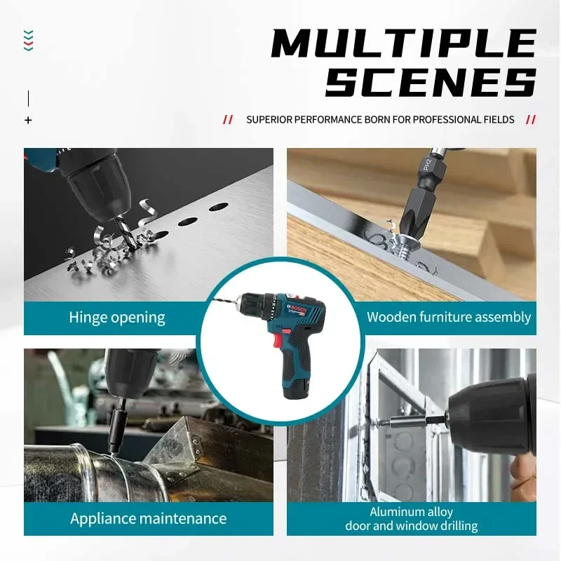 Bosch-GSB 12V-30 Professional Electric Drill, Cordless Driver, Heavy Duty, Multifunctional, Household, Screwdriver, DIY