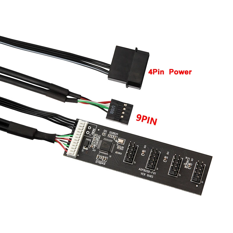USB 9Pin Header Connector Riser Board 60 cm Verlengkabel 4Pin Voeding 4x 9Pin Splitter Uitbreiding 4 Poort USB2.0 HUB Adapter