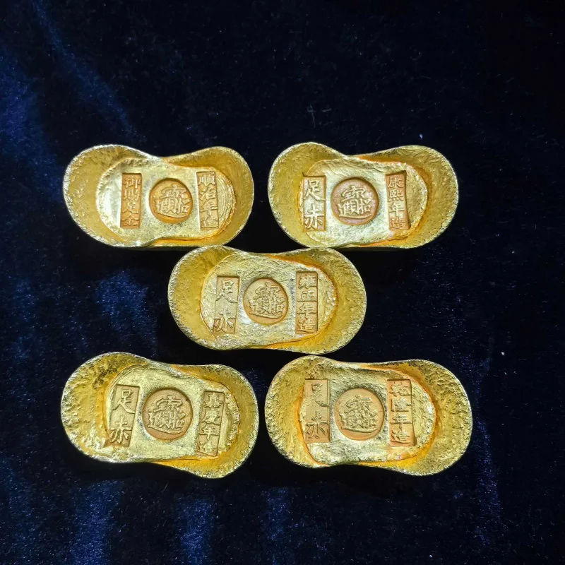 Antique Coin Collection Gold Ingot Pure Copper Gold Plated Solid Gold Plated Tang Song Yuan Ming Qing Ingot Random Wholesale