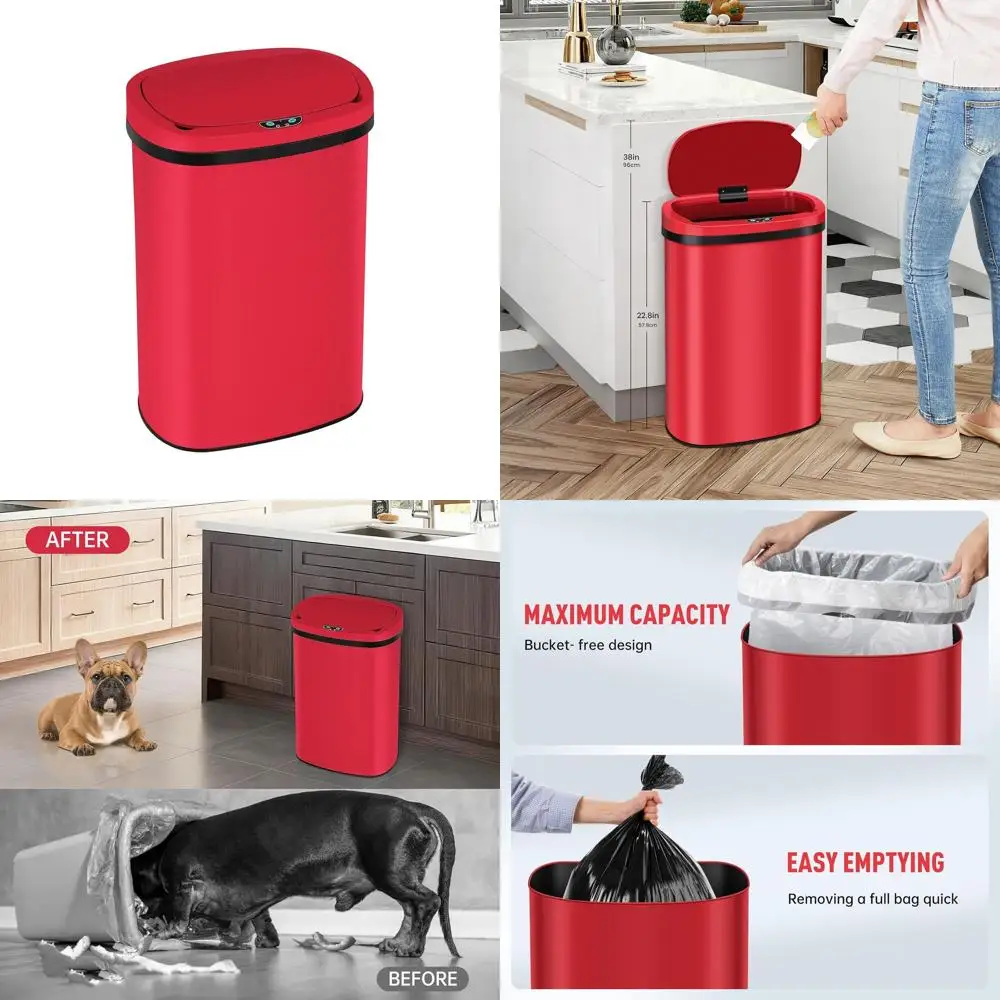 

50L Touchless Motion Sensor Stainless Steel Kitchen Trash Can with Anti-Fingerprint Design