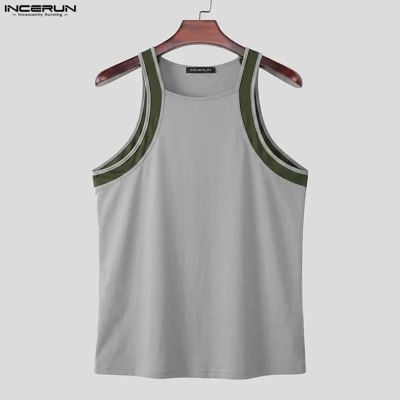 INCERUN Men's Tank Tops Patchwork Knitted Sleeveless Summer Men Clothes Streetwear 2026 Fashion Tops Casual Male Vests S-5XL