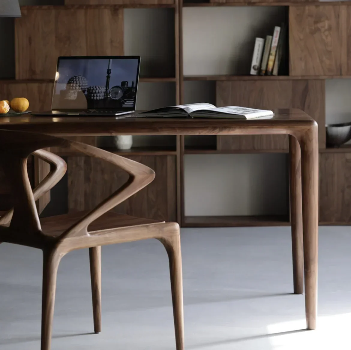 

ZVIP2 North American Black Walnut Balcony Restaurant Simple Chair Solid Wood Leisure Chair Negotiation Reception OfficeZ