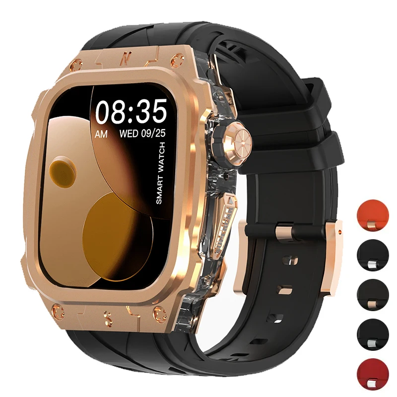 Luxuriöses Metallgehäuse für Apple Watch 11 10 46 mm Band mit Abdeckung, robustes, robustes Silikonarmband für Männer, vollständige Schutzhülle
