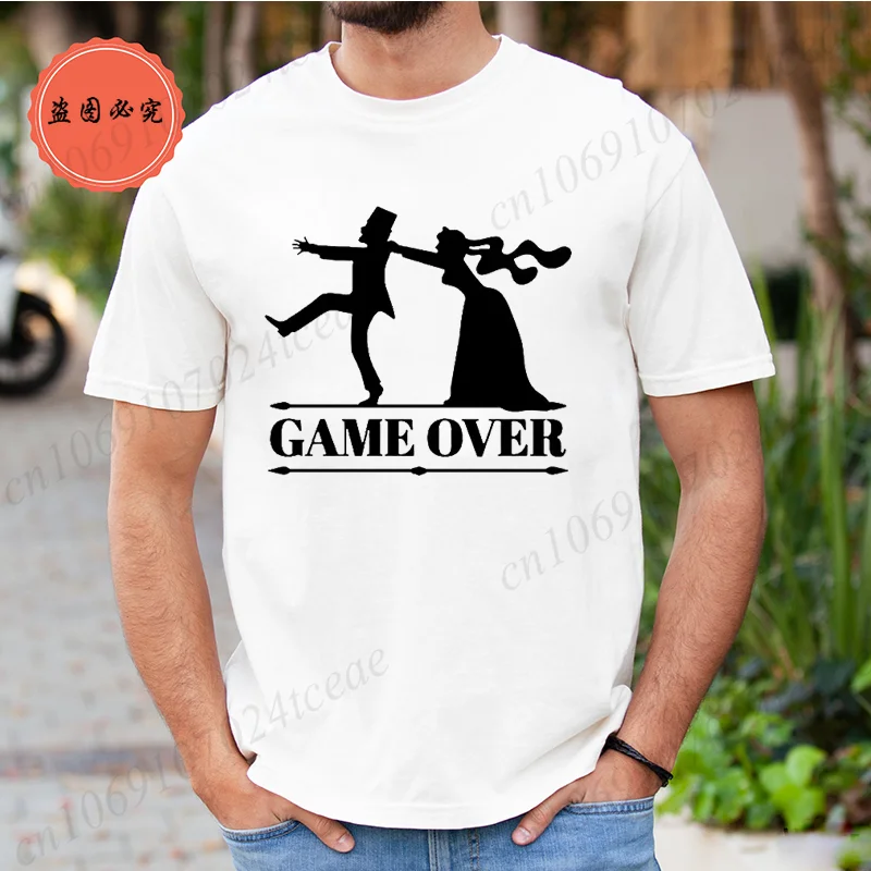Men's Summer Clothing Game Over Bride Groom Bachelor Party T Shirt Funny Tshirt Mens Clothing Short Sleeve Camisetas T-shirt