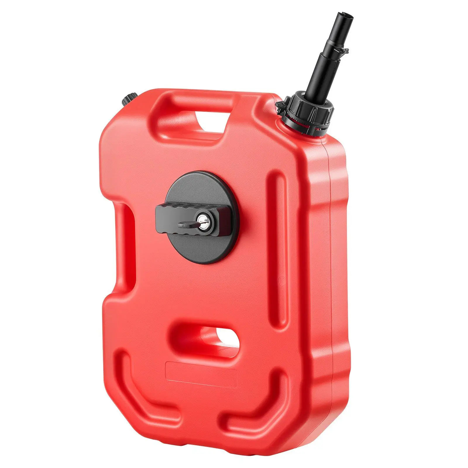 

2.6 Gallon Fuel Container, Gas Can with Spout and Lockable Bracket, 15 L/min Max Flow Rate, Secure & Leak-proof, Portable Flat
