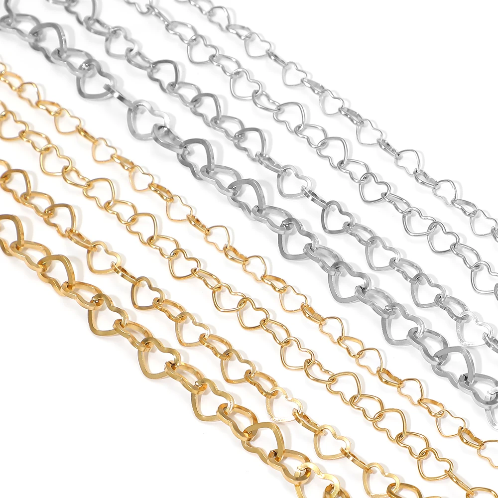 1 Meter Edelstahl-Herz-Handgefertigte Ketten, Körperkette für DIY-Schmuck, Halsketten, Armbänder, Ohrringe, Bastelzubehör für Frauen – Detail 3
