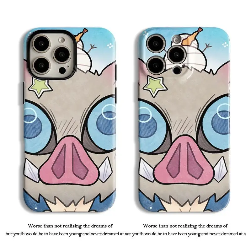 

Demon Slayer Anime Cartoon Phone Case Inosuke Hashibira Peripheral Goods iphone Protective Case Anti Fall Silicone Kawaii Couple