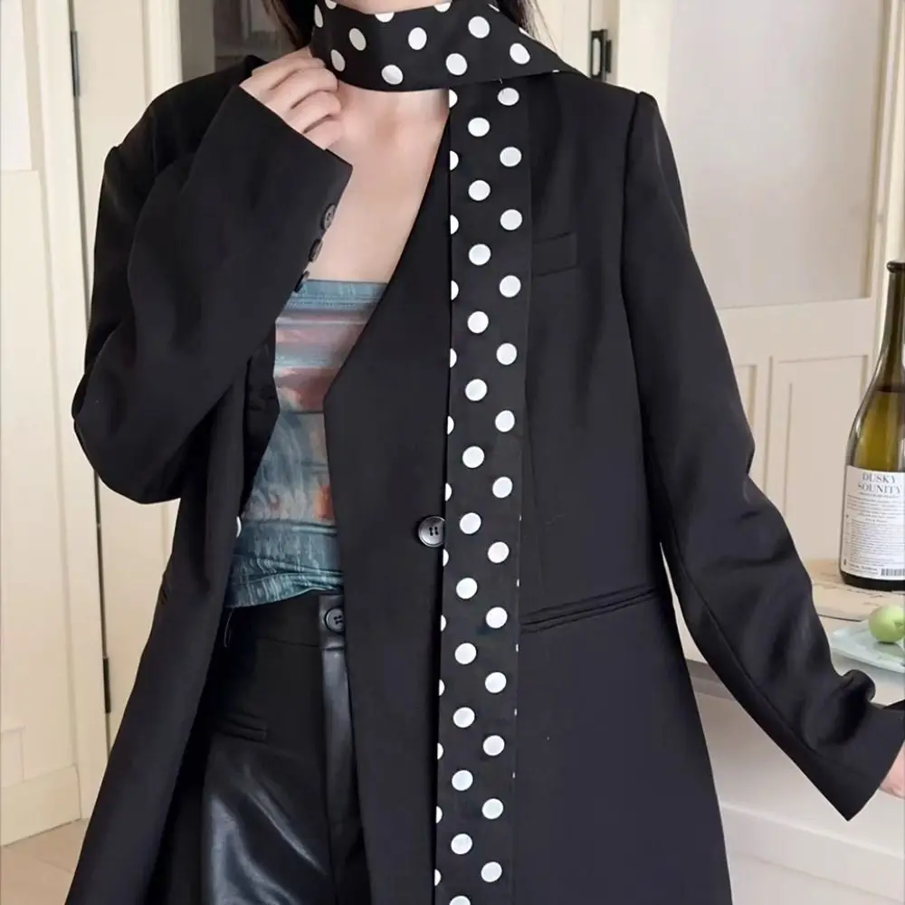 

Sweet Ribbon Floral Scarf Printed Stripe Polka Dot Scarf Neckerchief Shirt Tie Scarf Headband Wedding