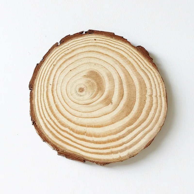 Wood Slices Circles With Tree Bark Log Discs Natural Pine Wood Coasters Round UnfinishedDIY Crafts Wedding Party Decoration