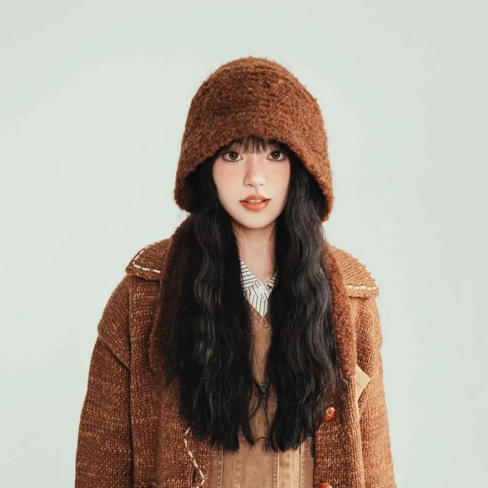 

Вязаная шапка с капюшоном из акриловых волокон, мягкая треугольная шапка с воротником-стойкой, шапка в корейском стиле, двухсторонняя зимняя шейная шапка