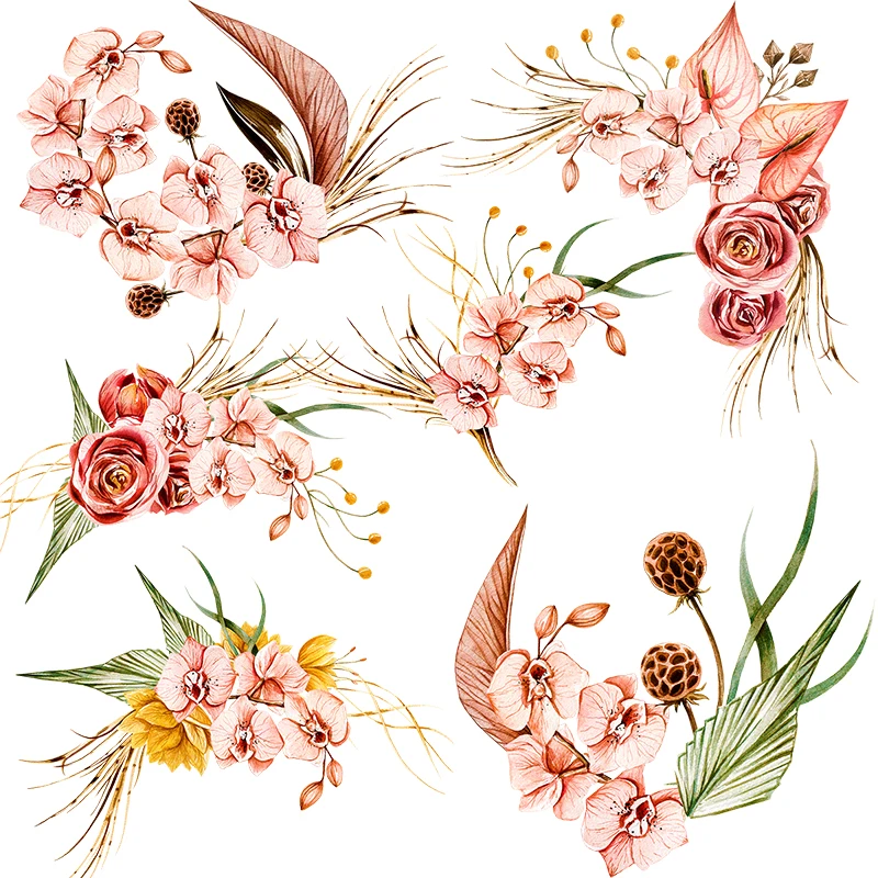 Three Ratels QCF19 Exquisite European style flower self-adhesive paper mobile phone case decoration home wall sticker