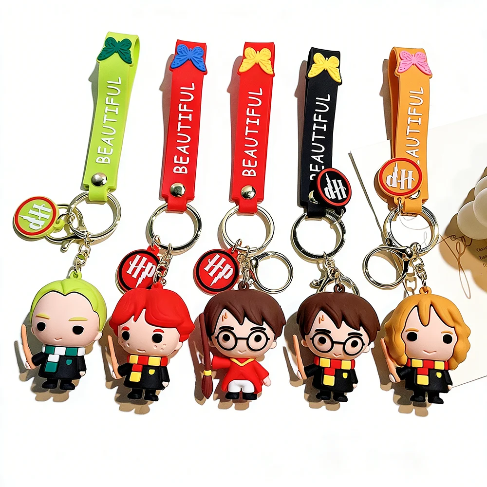 Conjunto de 1/5 peças de Chaveiros de Silicone 3D de Personagens Divertidos de Harry Potter: Draco, Hermione, Voldemort, Dobby - Pingente de Bolsa com Figuras de Bruxos