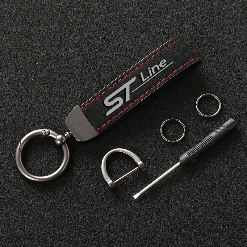 High Quality Suede Leathe STLine ST line Car Keychain Custom Key Rings For Ford Focus ST Mondeo ST LINE STLINE Mondeo Car