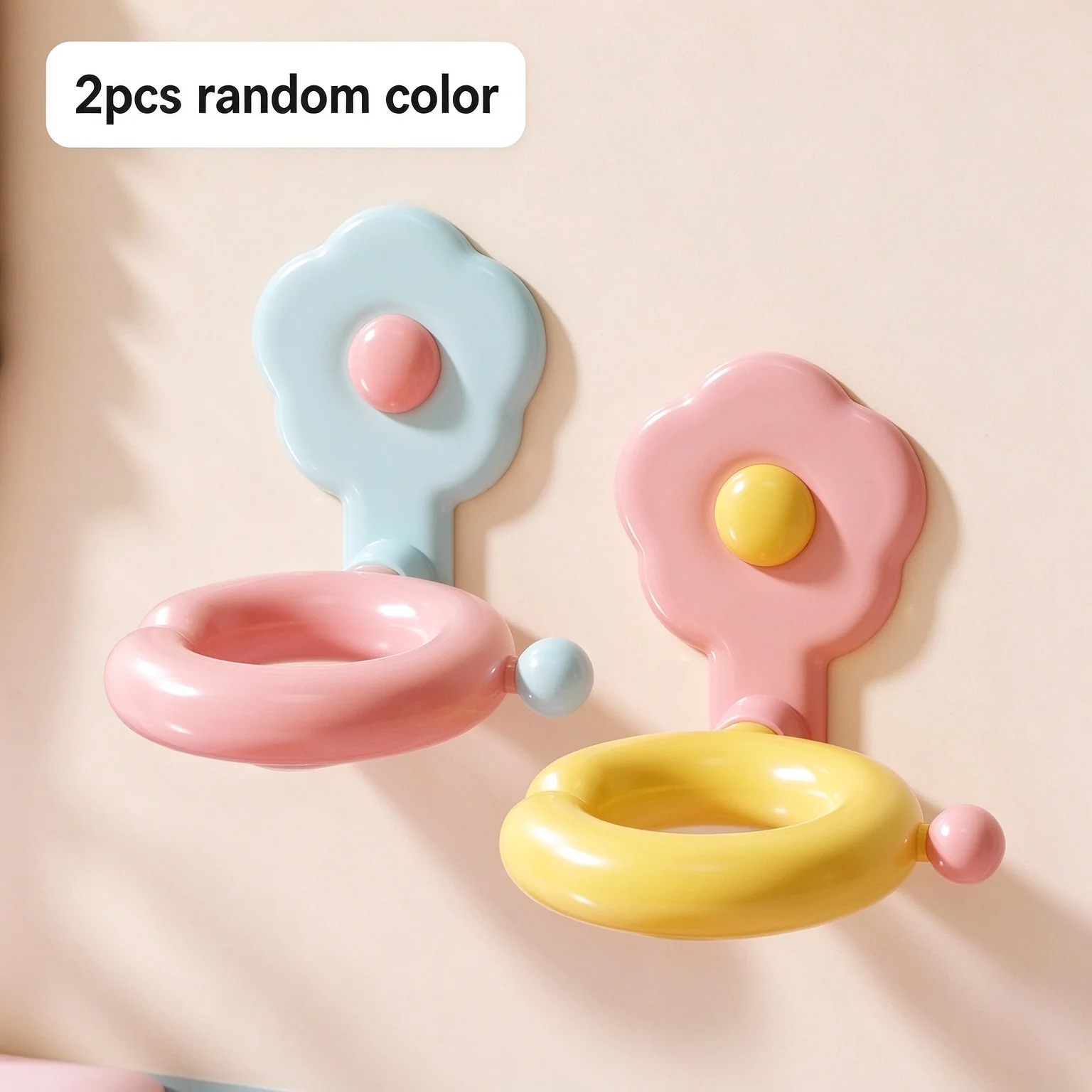 2Pcs Random Color Hair Dryer Holder, No Drill Wall Mounted Hair Blower Rack, Cute Flower Shape Bathroom Hairdryer Storage Bracke