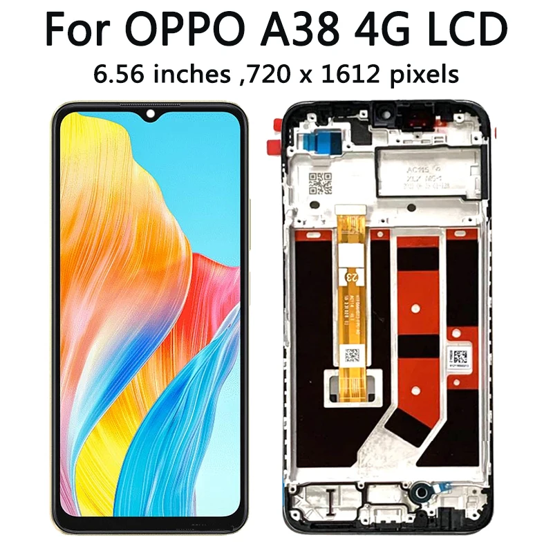 오리지널 LCD 디스플레이 터치 스크린 디지타이저 어셈블리, Oppo A38 4G CPH2579 디스플레이 교체 수리 부품, 6.56 인치