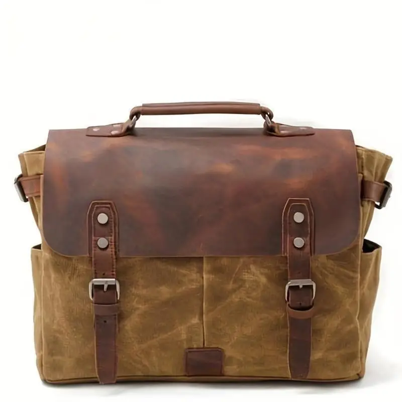 

Handmade Men's Single oulder Briease Leather Bag Cross-Border New Sle Busin Bag PU Material Non-Brand