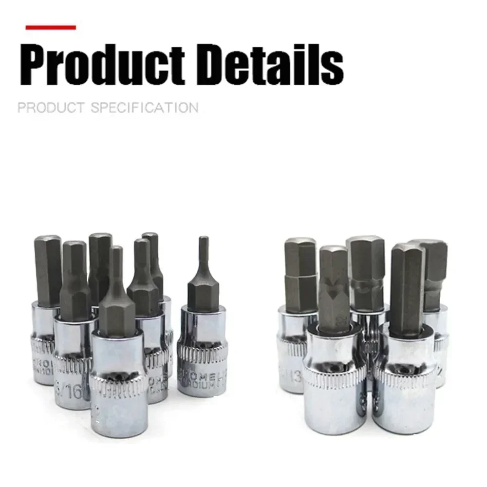 Imagem -02 - Cabeça de Manga Universal Hex Cr-v Conjunto de Bits com Caixa de Armazenamento Adaptador de Broca Sae Chave de Soquetes de Tamanho Métrico 13 Peças