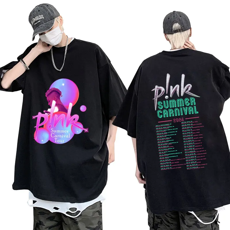 

P! Nk Pink Summer Carnival 2024 Festival World Tour Print T-shirt Men Women's Fashion Aesthetic Harajuku T Shirts Retro Tees