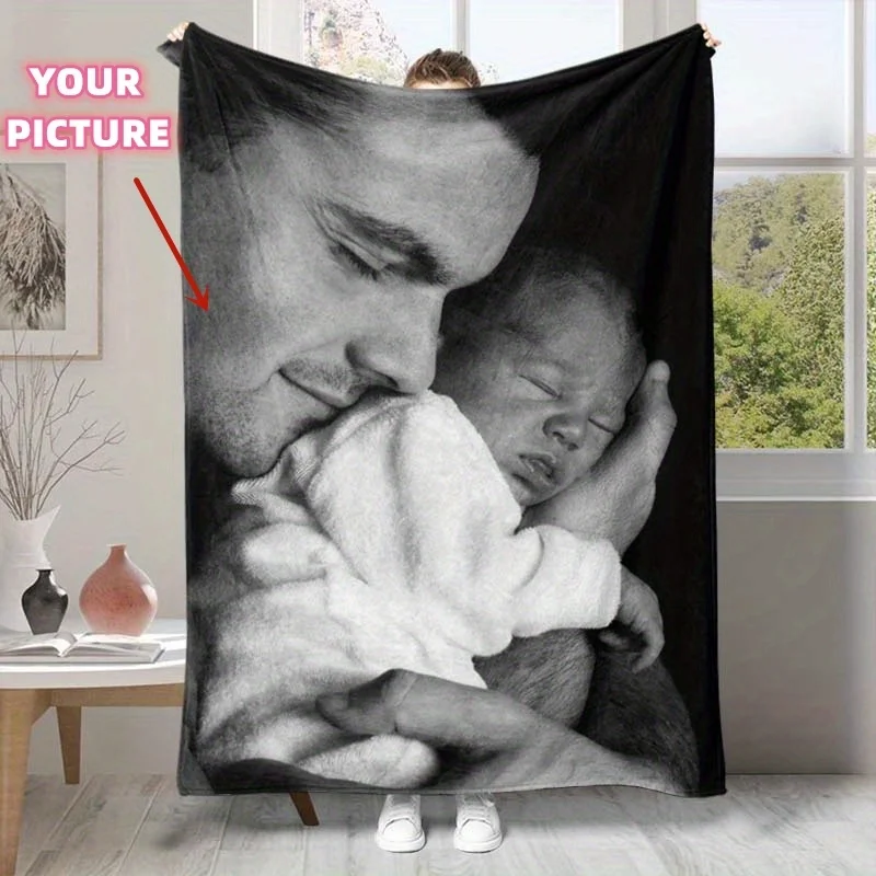 

1pc Custom Blanket With Photo Unique Memories Text Personalized Gift, Pictures Customized Wedding Valentine's Day Gift