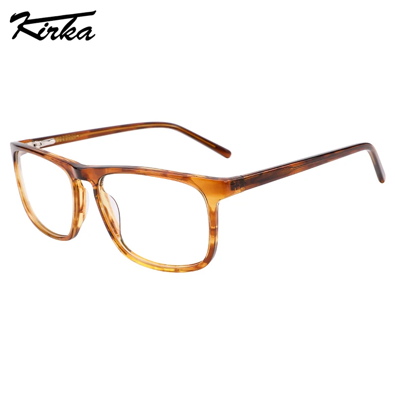 

Kirka Unisex Eyewear Acetate Rectangle Thick Frame Optical Glasses Stripes Colors Design Glasses in 4 Colors WD1399