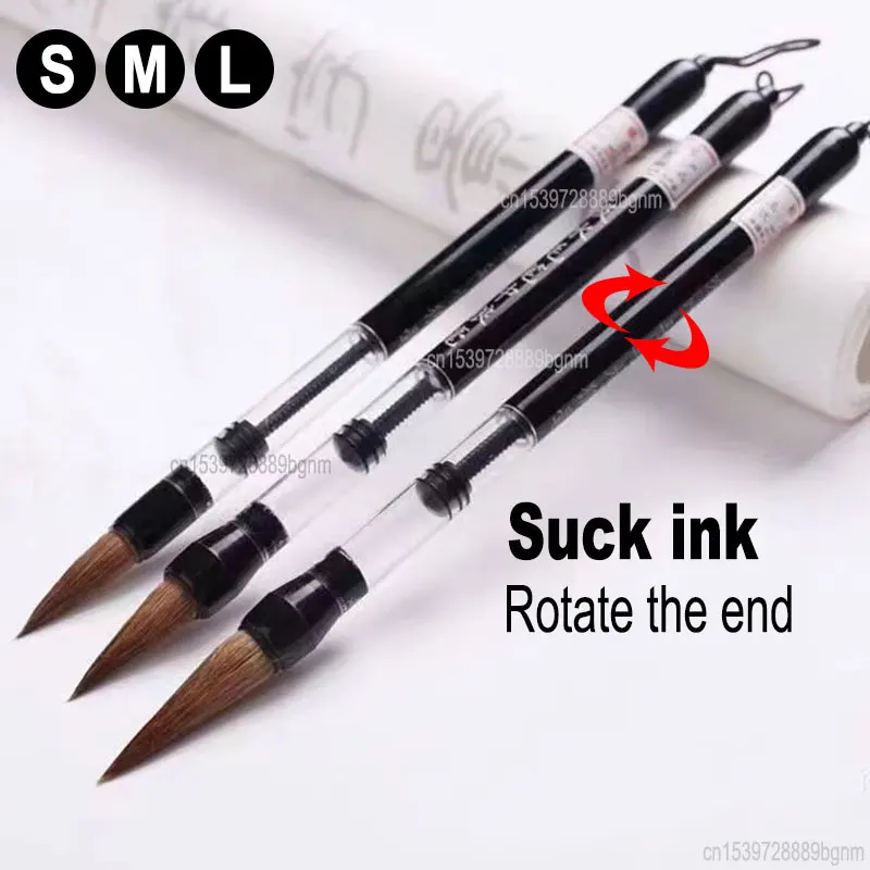 

3/6 шт. самососающиеся чернила, водные кисти для каллиграфии, кисть для китайской живописи, ласка, шерстяные волосы, обычный сценарий, художественный рисунок, ручка для письма