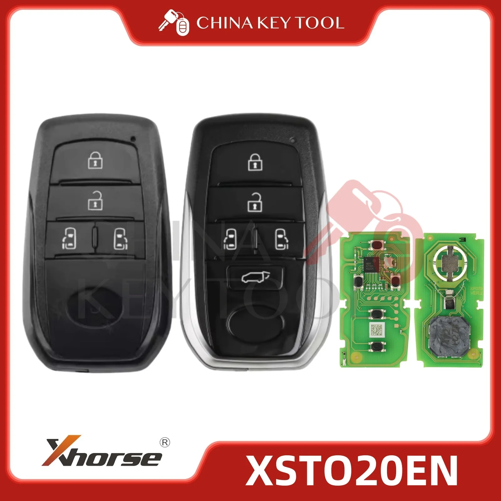 1PCS Xhorse XSTO20EN For Toyota XM38 5 Buttons Universal Smart Key PCB with Key Shell