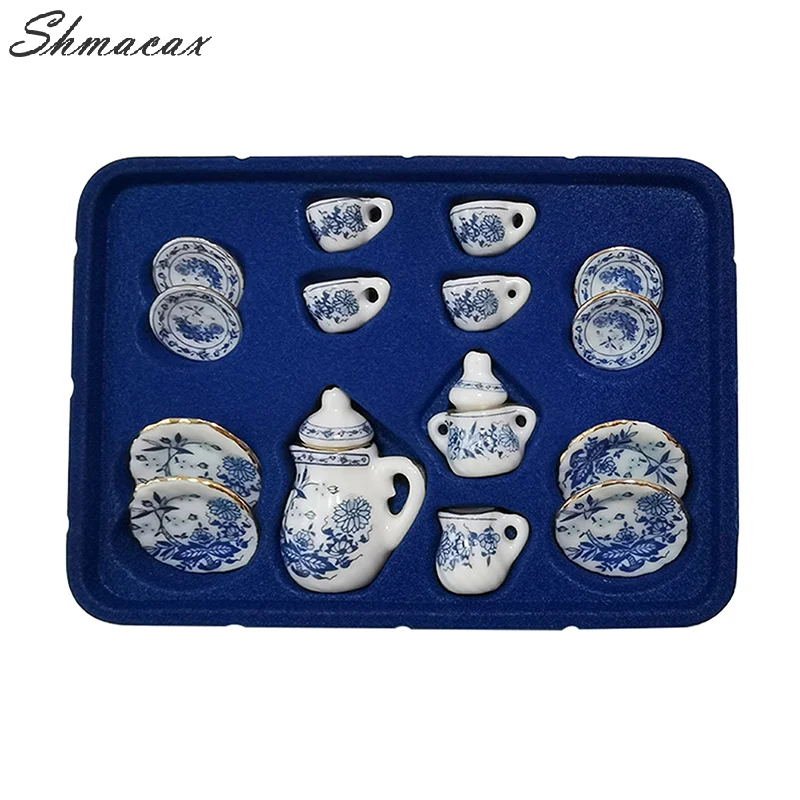 15 sztuk miniaturowe jedzenie i zabawa domek dla lalek DIY akcesoria 1:12 domek dla lalek miniaturowa zastawa stołowa porcelanowy ceramiczny zestaw filiżanek do herbaty