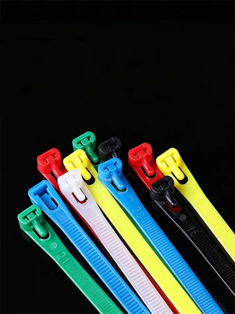 100/200Pcs 4mm 5mm 8mm Reusable Nylon Cable Ties Lock Loop Removable Mixed Colors Black White Blue Green Yellow Red