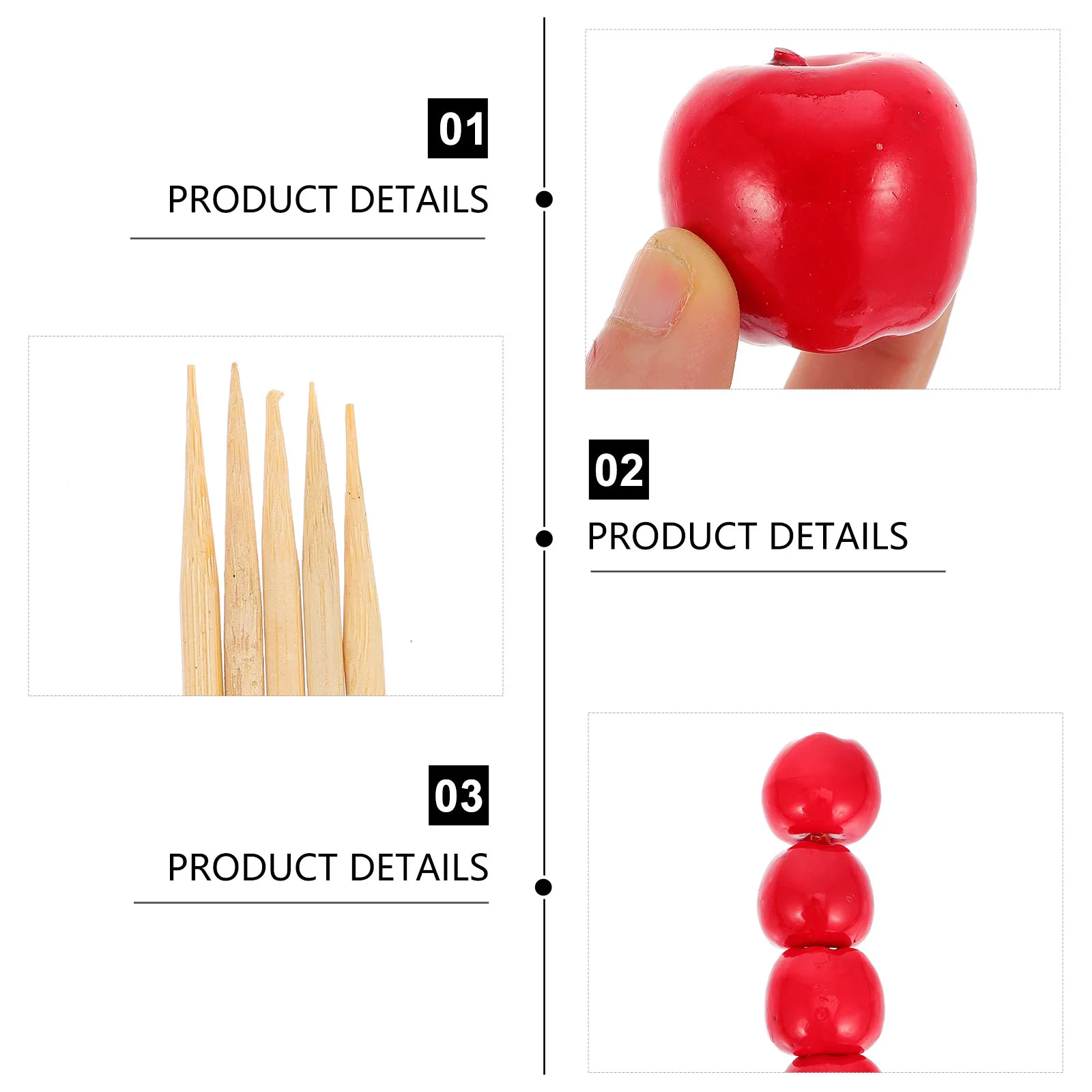 

5pcs Ice Hawthorn Props Chinese Candy Realistic Simulation Sweets Food Decoration Photography Party New Year Crafts