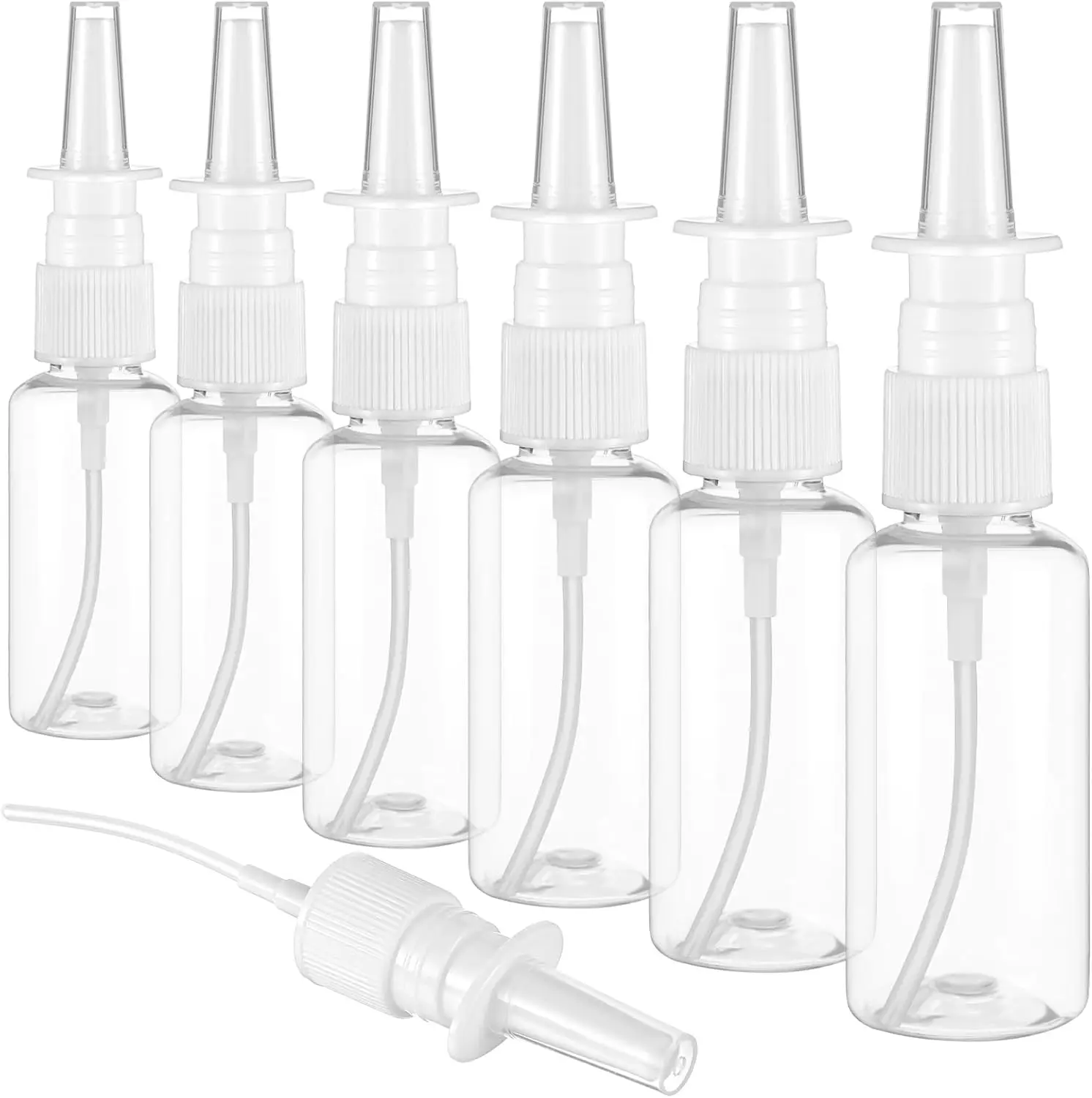 5PCS 10ml-60ml Empty Nasal Spray Pump White Plastic Spray Bottles Mist Nose Refillable Bottle Packaging Accessories