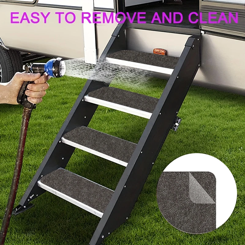 4pcs RV Stair Tread Pad Caravan Motorhome Campervan Stepping Step Anti Slip Mat Self Adhesive Dust Proof Step Pad RV Accessory