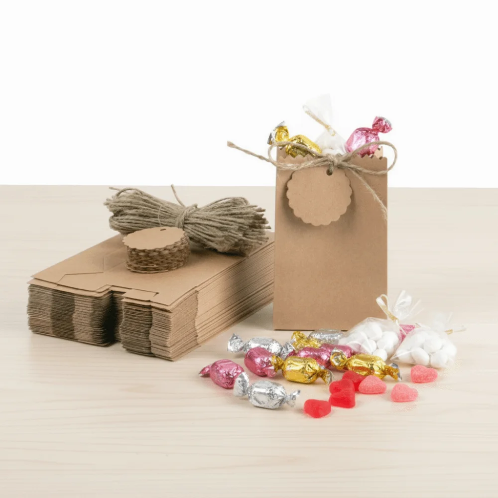 Multi-functional Retro Kraft Paper Gift Box Refilling with Rope Tag Candy Packaging Bag DIY Birthday Party Favors Box Wedding view 2