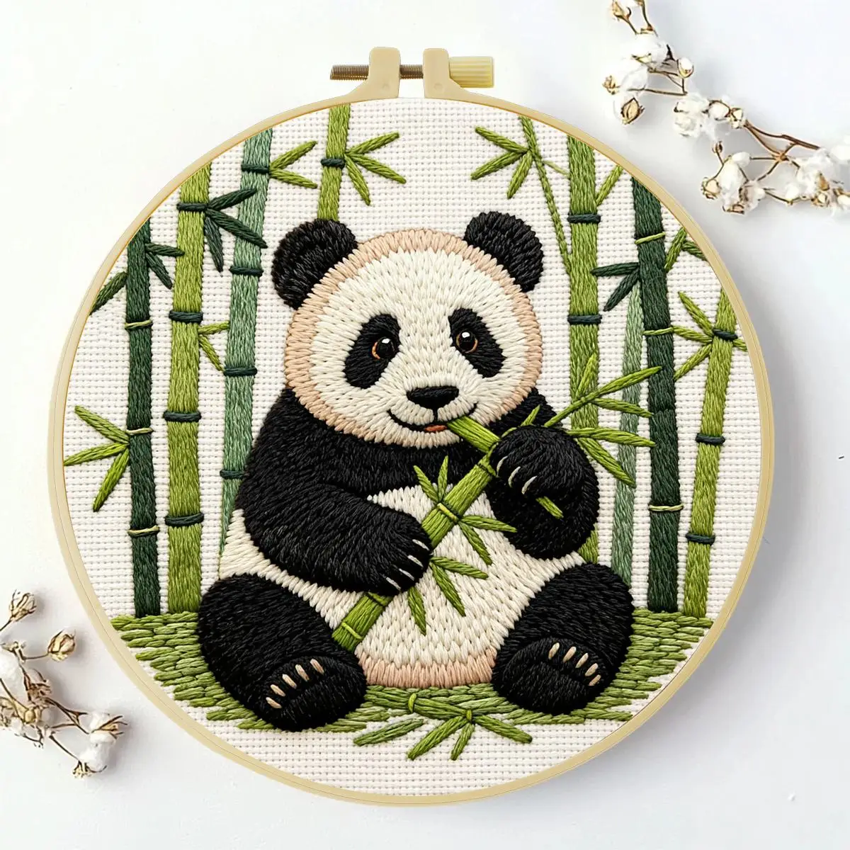 1 Stück 20X20CM/15X15CM 7,87/6,3 Zoll Tier - Panda Stickerei Starter-Kit DIY-Kit DIY-Stickerei-Set Handarbeiten Heimdekoration – Detail 2