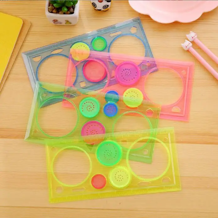 Règle de peinture transparente créative, 50 pièces/lot, modèle de dessin créatif, outils pour garçons et filles, cadeau, fournitures scolaires et de
